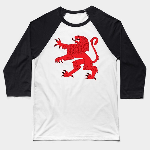 Heraldic Rampant Lion (red) Baseball T-Shirt by PabloDeChenez